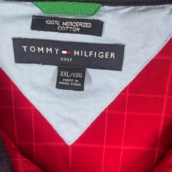 Tommy Hilfiger Texas Tech Polo Shirt Red Plaid Men's XXL 2XL - Picture 2 of 3
